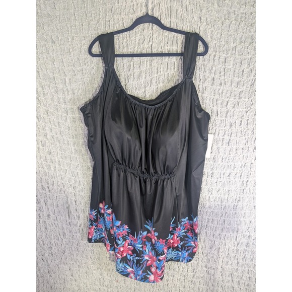 Nwt Swimsuits For All Black And Floral Swim Top Size 40 - Picture 1 of 10